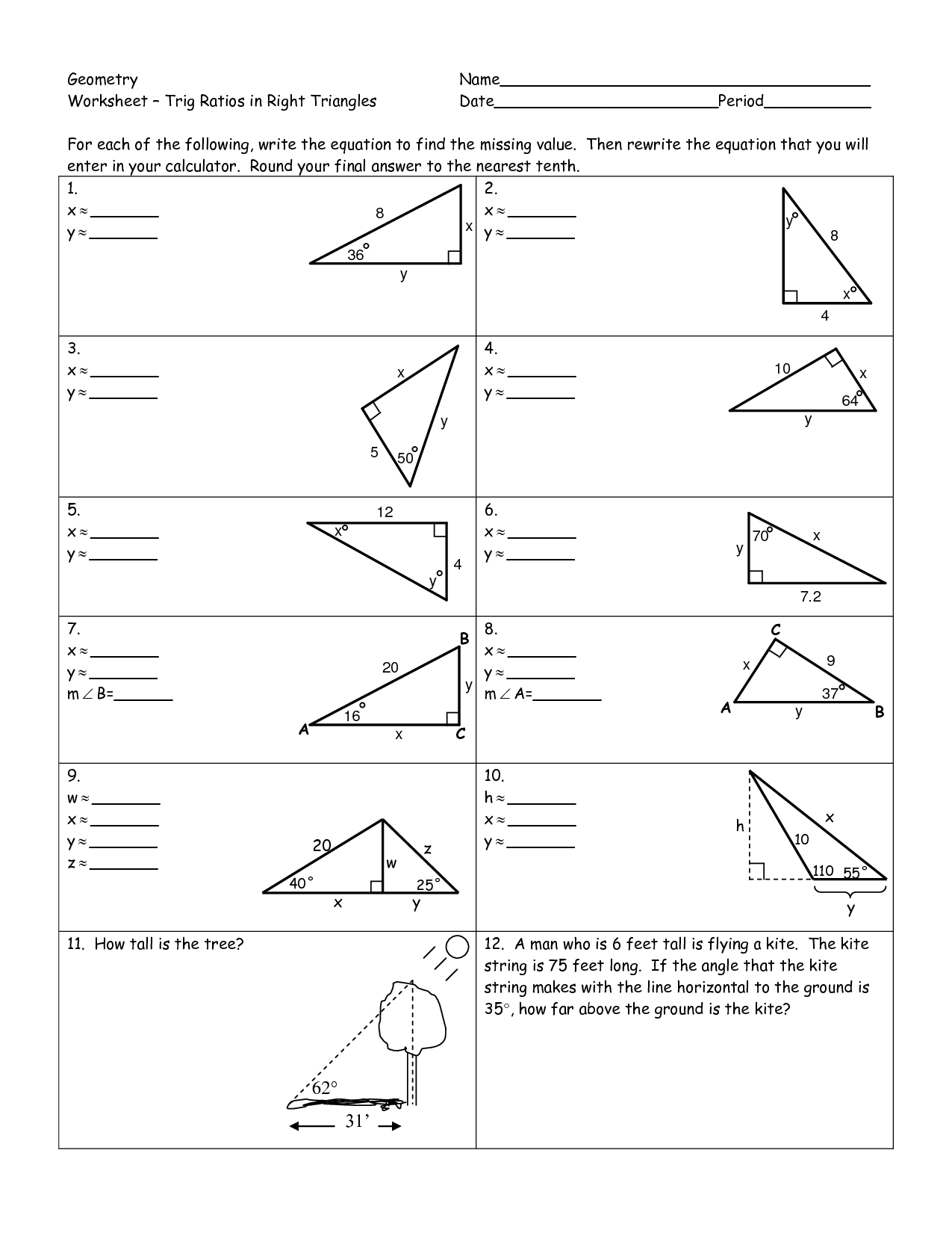 19 Best Images of Right Triangle Trig Worksheets  Right Triangle Trig Word Problems Worksheet 