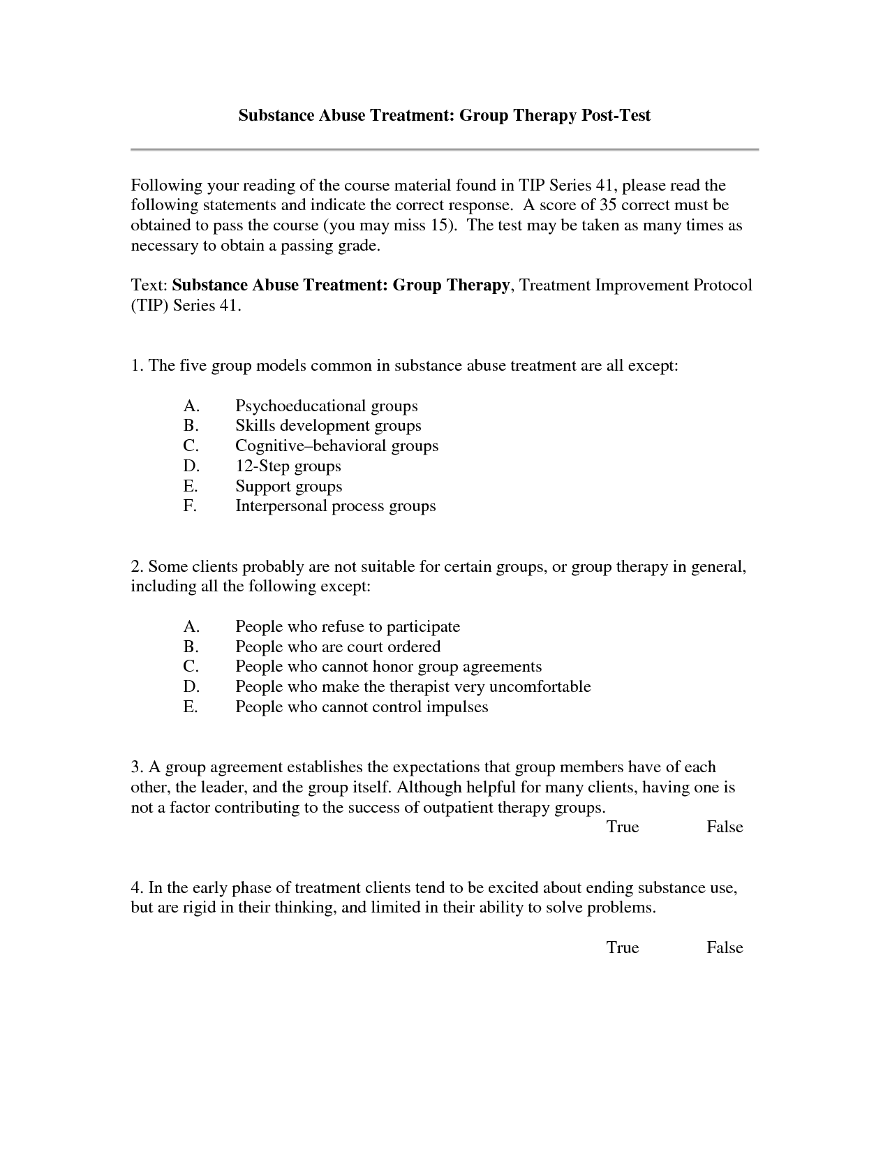 Substance Abuse Group Activity Worksheets