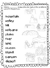 Landforms Worksheets First Grade
