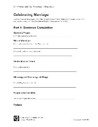 Sacrament of Marriage Worksheet