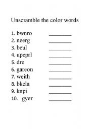 Word Unscramble Printable Worksheets
