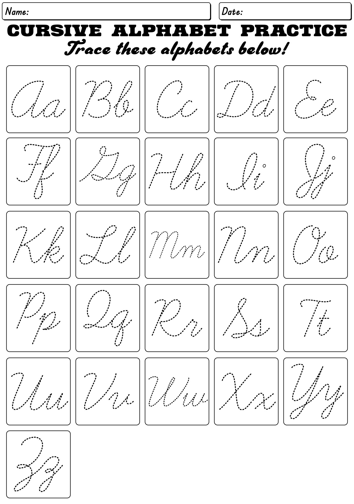 Cursive Handwriting Sheets Free Printable Uk