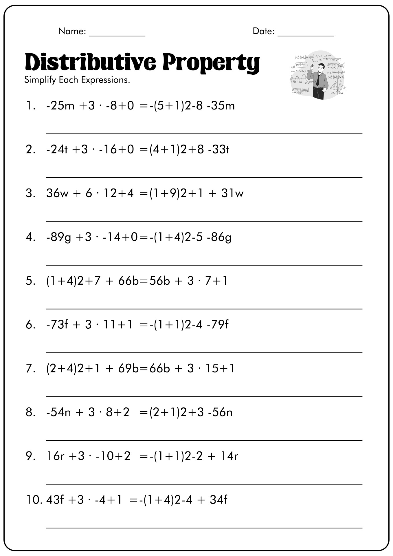 12 Best Images of 6thGrade Combining Like Terms Worksheet  Simplifying Expressions Worksheets 