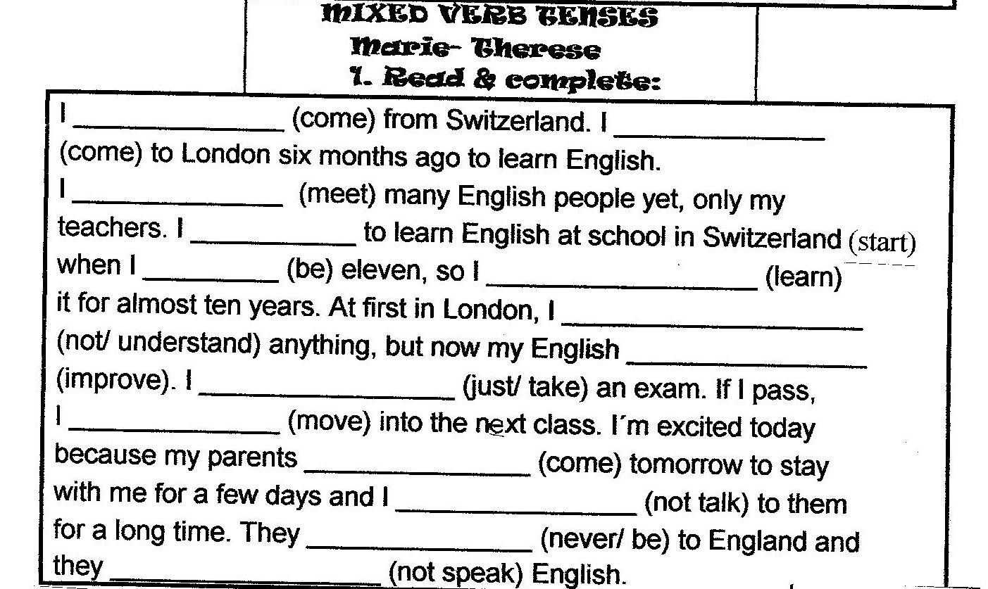 15 Best Images of Tenses In English Grammar Worksheets - Past Tense