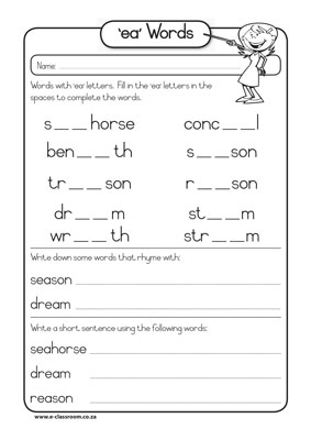 10 Best Images of EA Words Worksheet - Free 3rd Grade Phonics