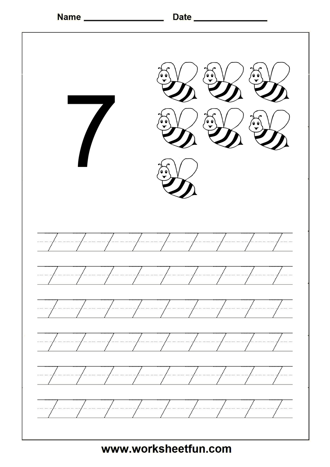Number 7 Tracing Page