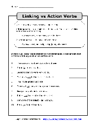 Action Linking Verb Worksheet
