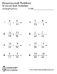 Adding Fractions Worksheets 5th Grade Math