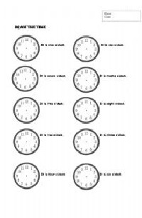 Hands to Draw and Quarter Past Time Worksheets
