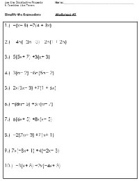 Simplifying Expressions Worksheets 7th Grade