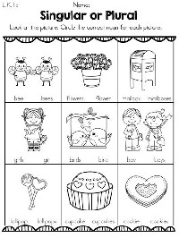 Singular and Plural Nouns Kindergarten Worksheets