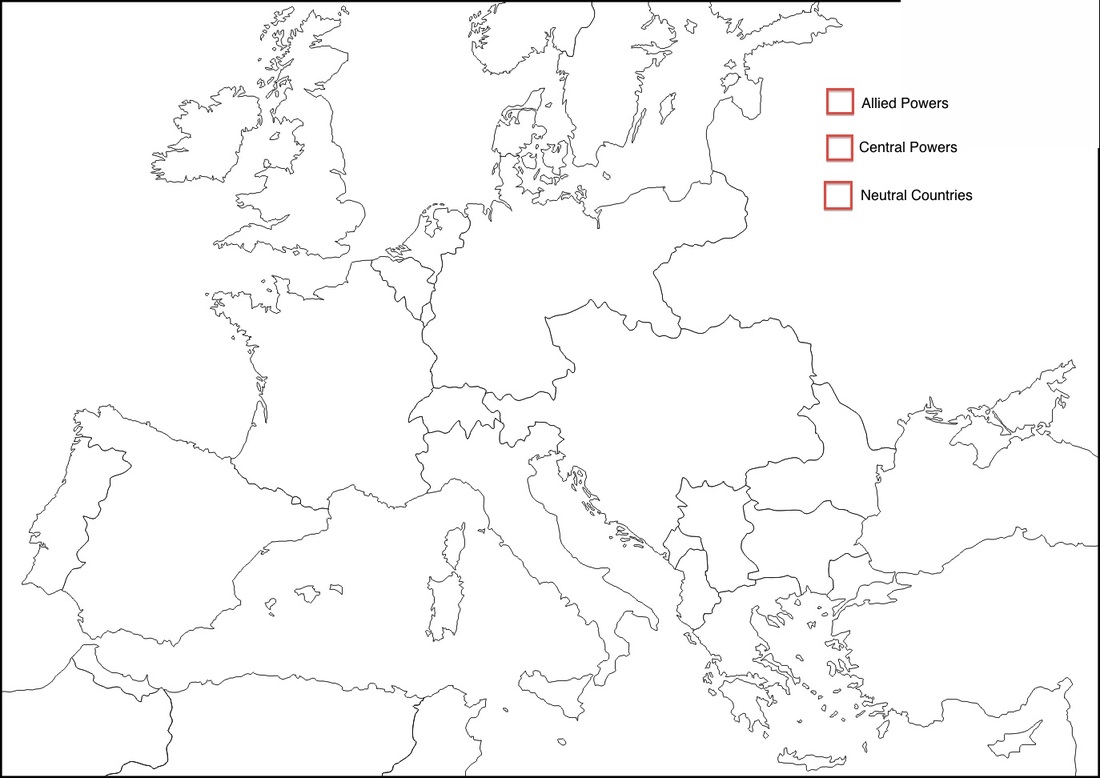 World War I Europe Map Blank