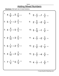 Adding Mixed Numbers Worksheet 2