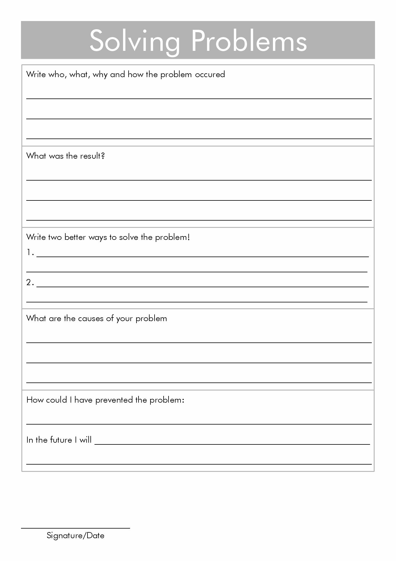 Behavior Problem Solving Worksheets Behavior Problem Solving Worksheets