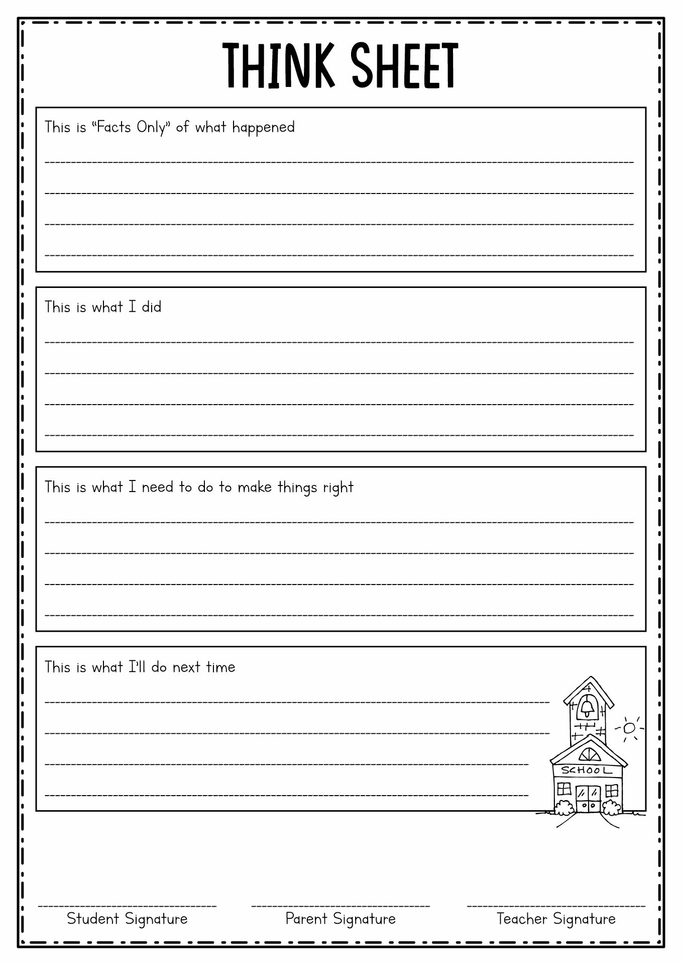 Behavior Think Sheet Behavior Think Sheet