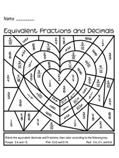 Equivalent Fraction Activities 4th Grade Coloring Pages