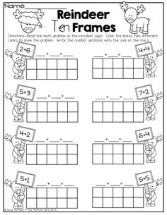 Kindergarten Ten Frame Math Problems