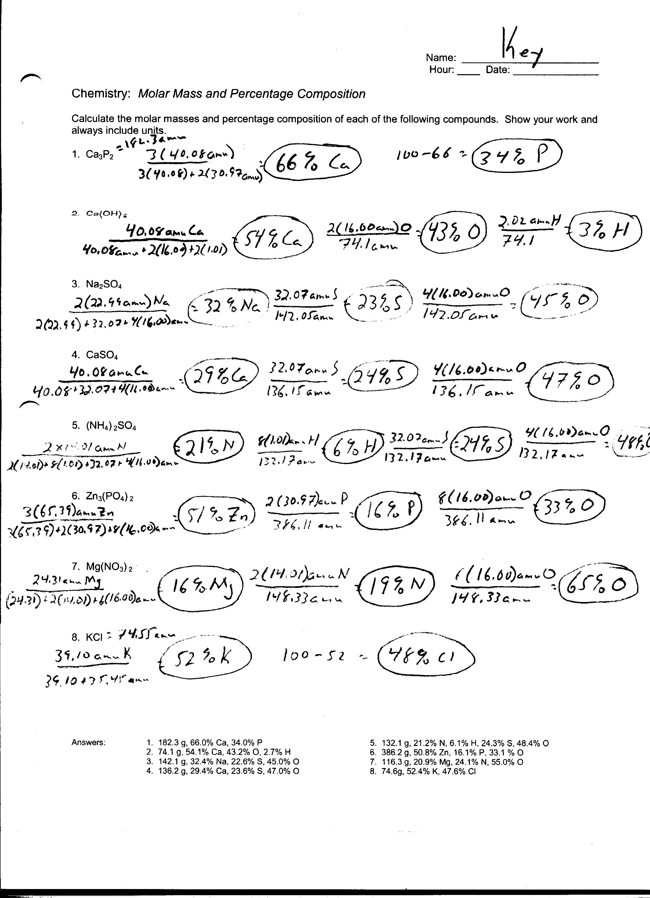 5 Best Images of Chemistry If8766 Worksheet Answers  Mass to Mole Stoichiometry Worksheet 