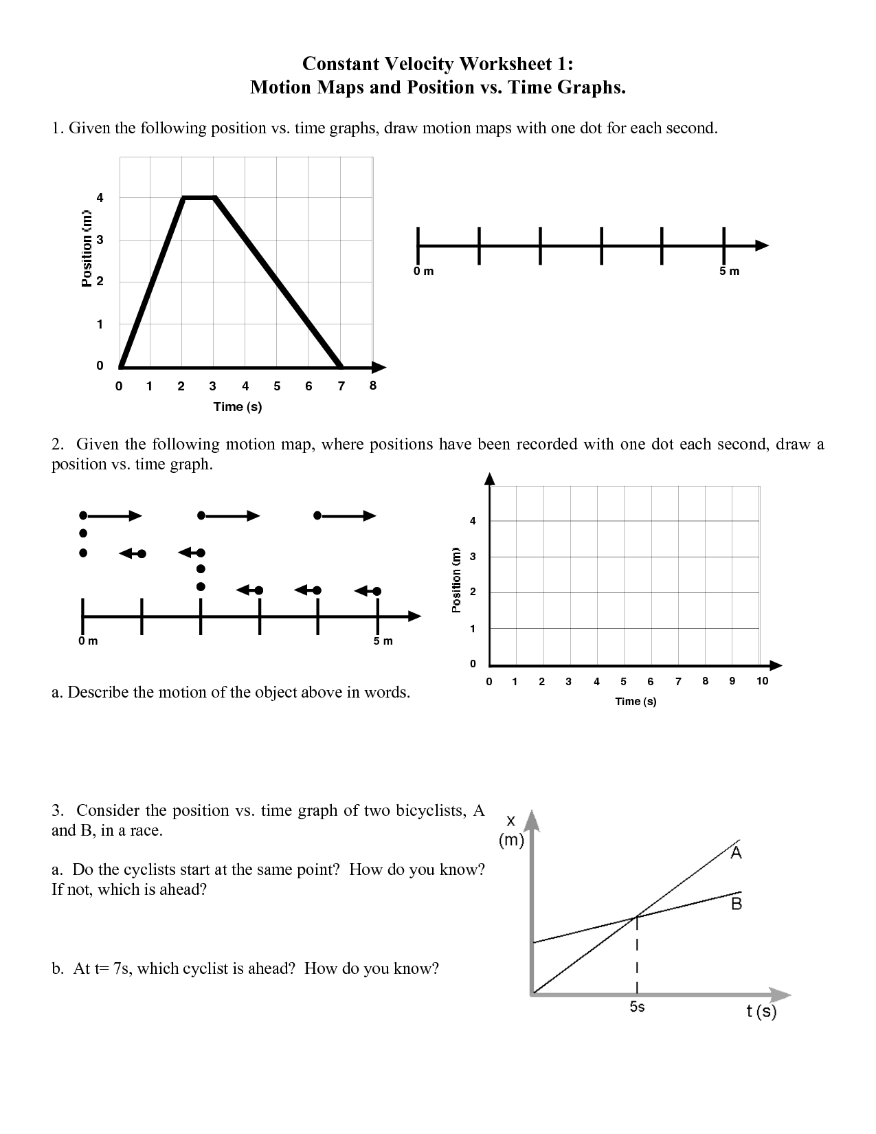Velocity Time Graph Worksheet Answers