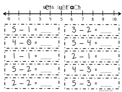 Number Line Subtraction First Grade