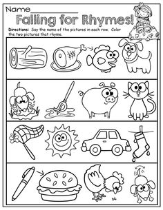 Printable Kindergarten Rhyming Words Worksheet