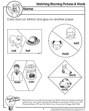 Rhyming Words Worksheets for Preschool
