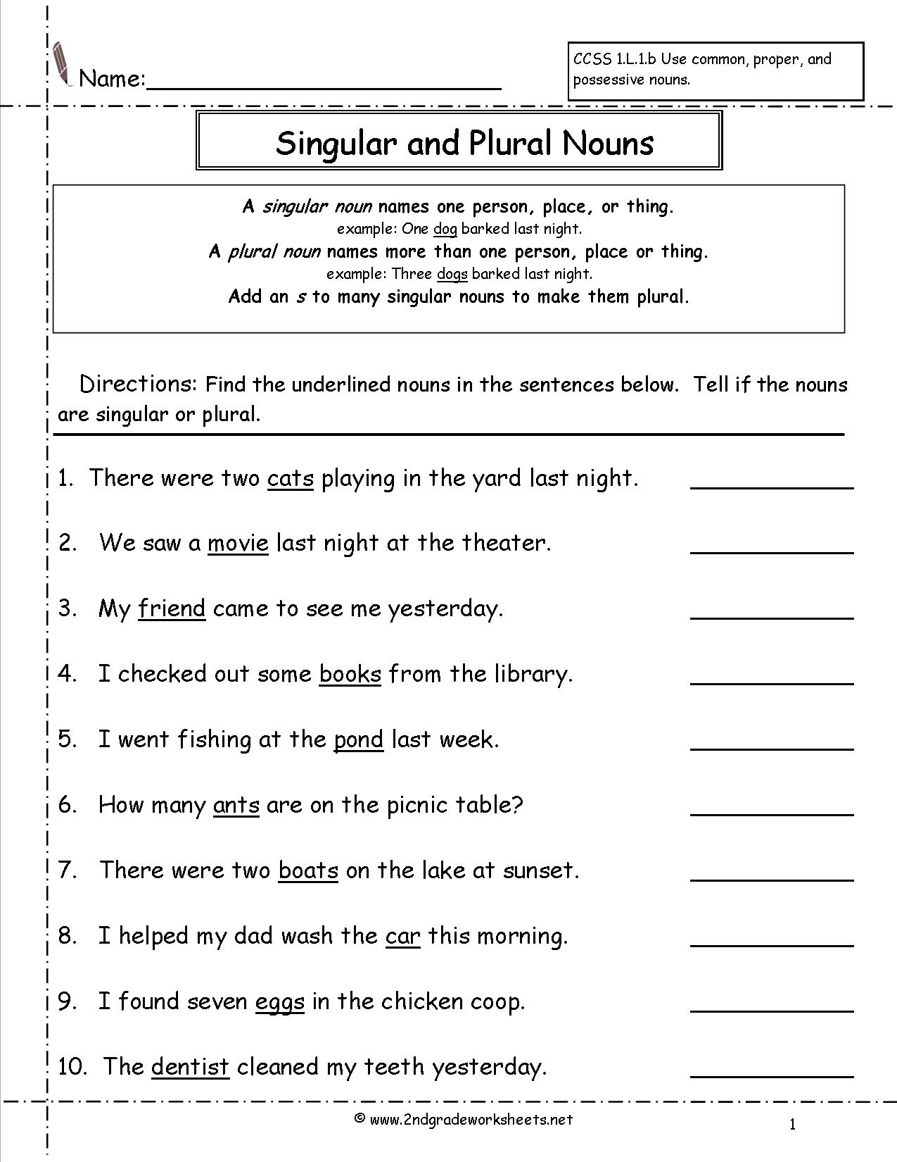 Plural Agreement Worksheet