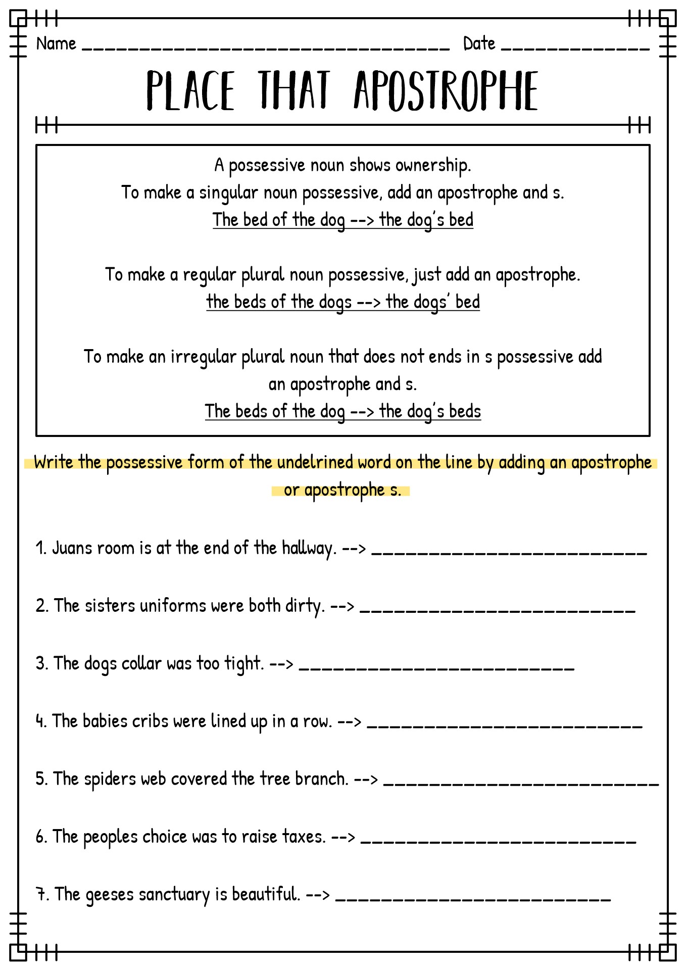 13 Best Images Of Plurals Vs Possessives Worksheets Plural Possessive Nouns Worksheets Plural