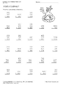 4th Grade Math Addition and Subtraction Worksheets