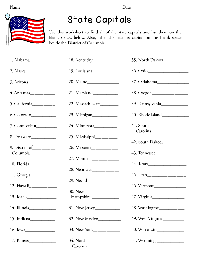 50 States and Capitals Worksheet