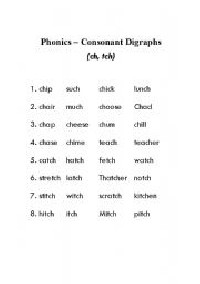 CH and TCH Digraph Worksheets
