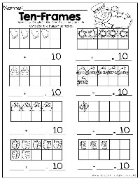 Ten Frames Kindergarten Math Worksheets