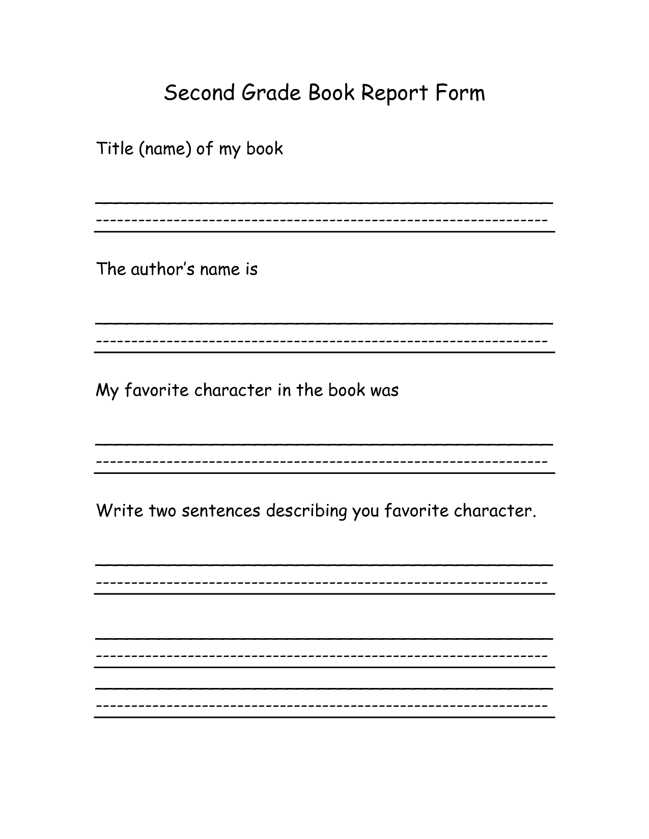 2nd-grade-book-report-template