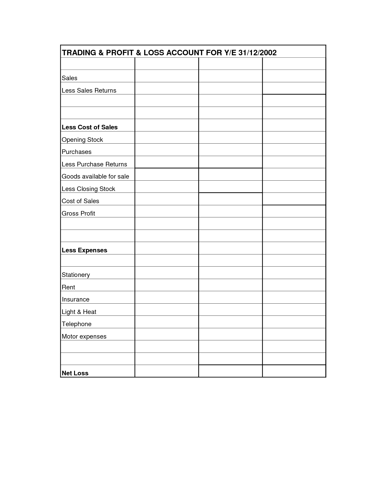 12 Best Images Of Profit Loss Statement Worksheet Business Income 