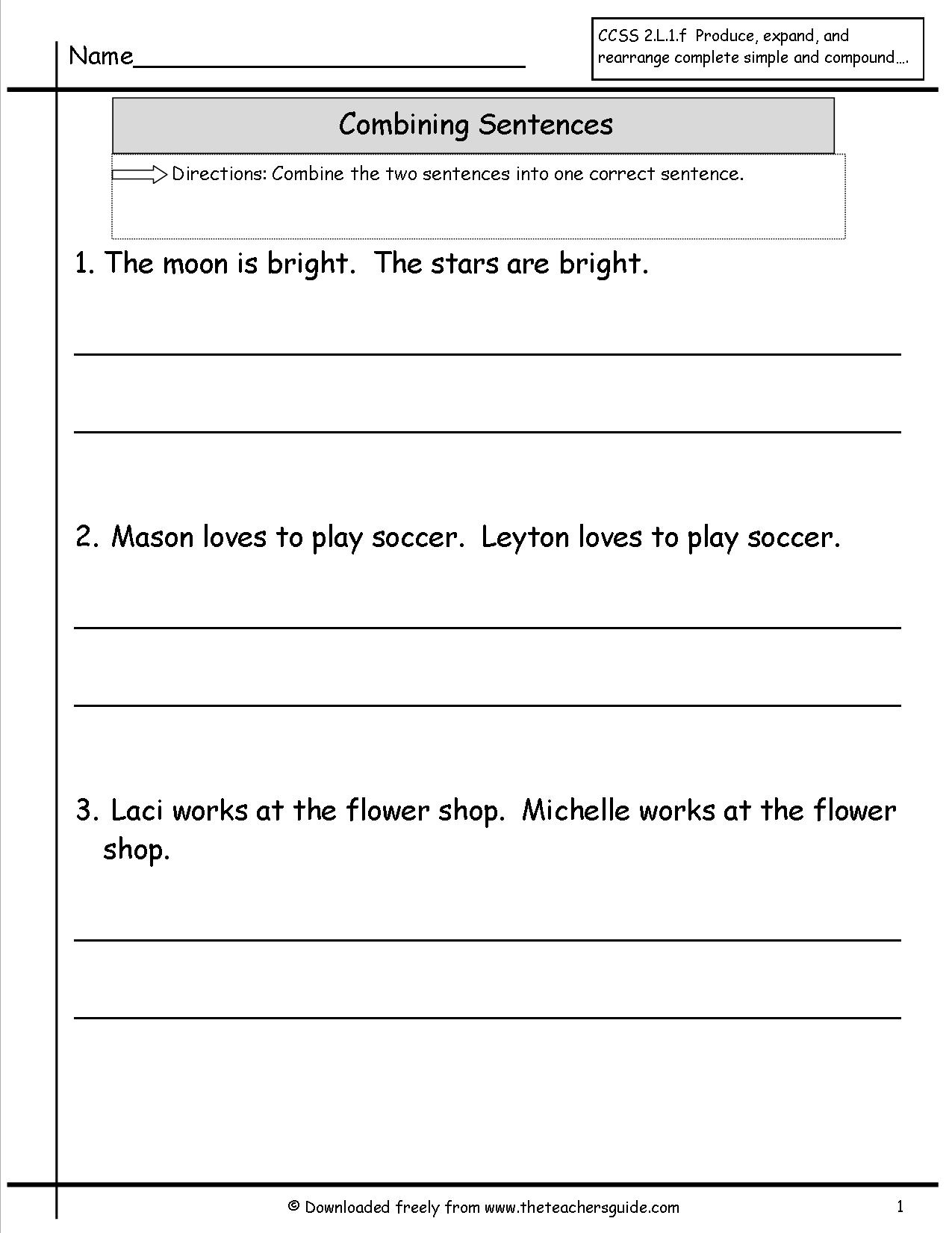 11 Best Images Of Types Of Sentences Worksheet 2nd Grade Combining Sentences Worksheets Second