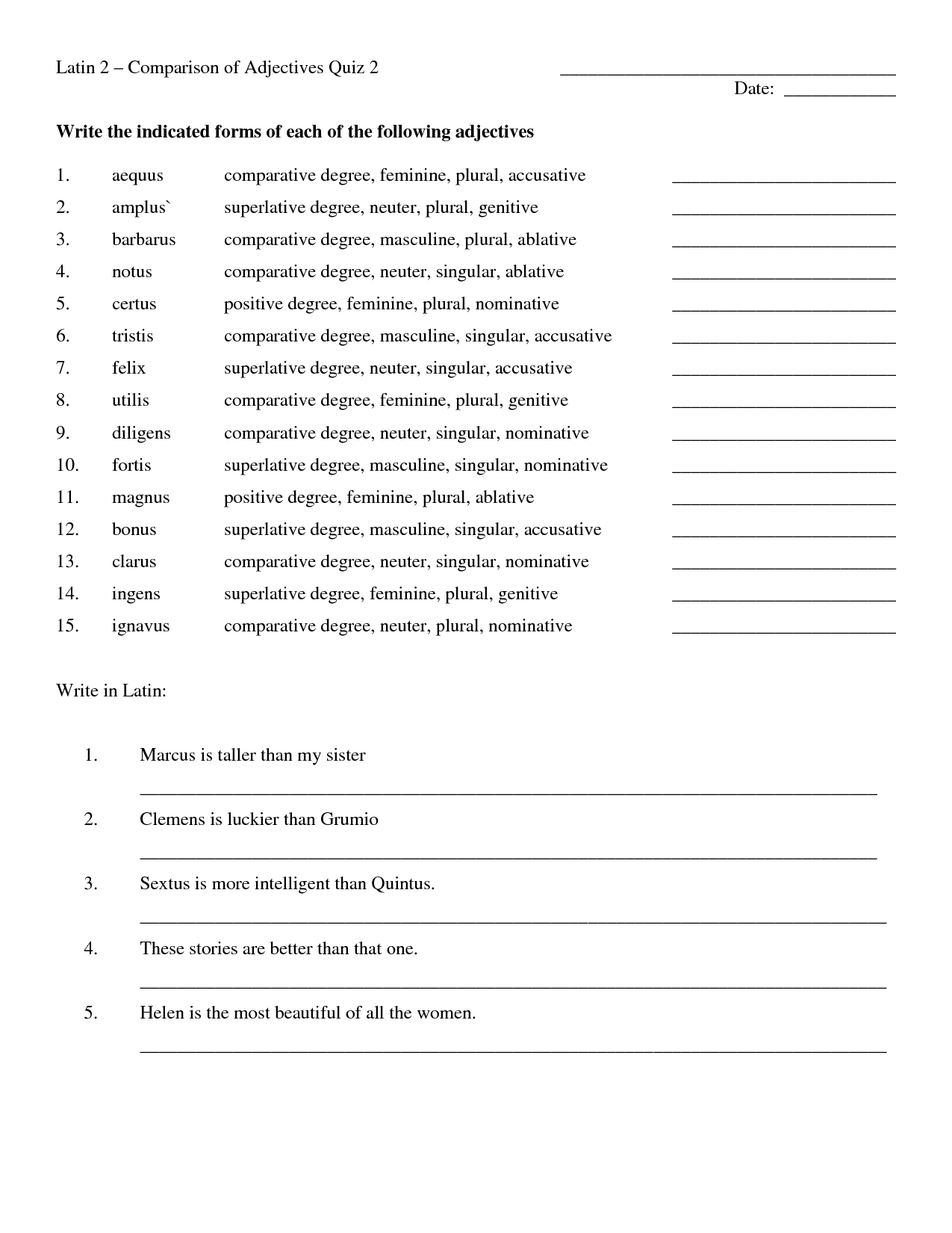 Adjectives Worksheets With Er And Est Martin Is