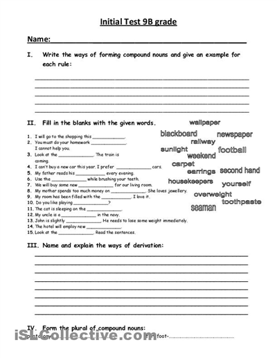  Printable 9th Grade English Worksheets