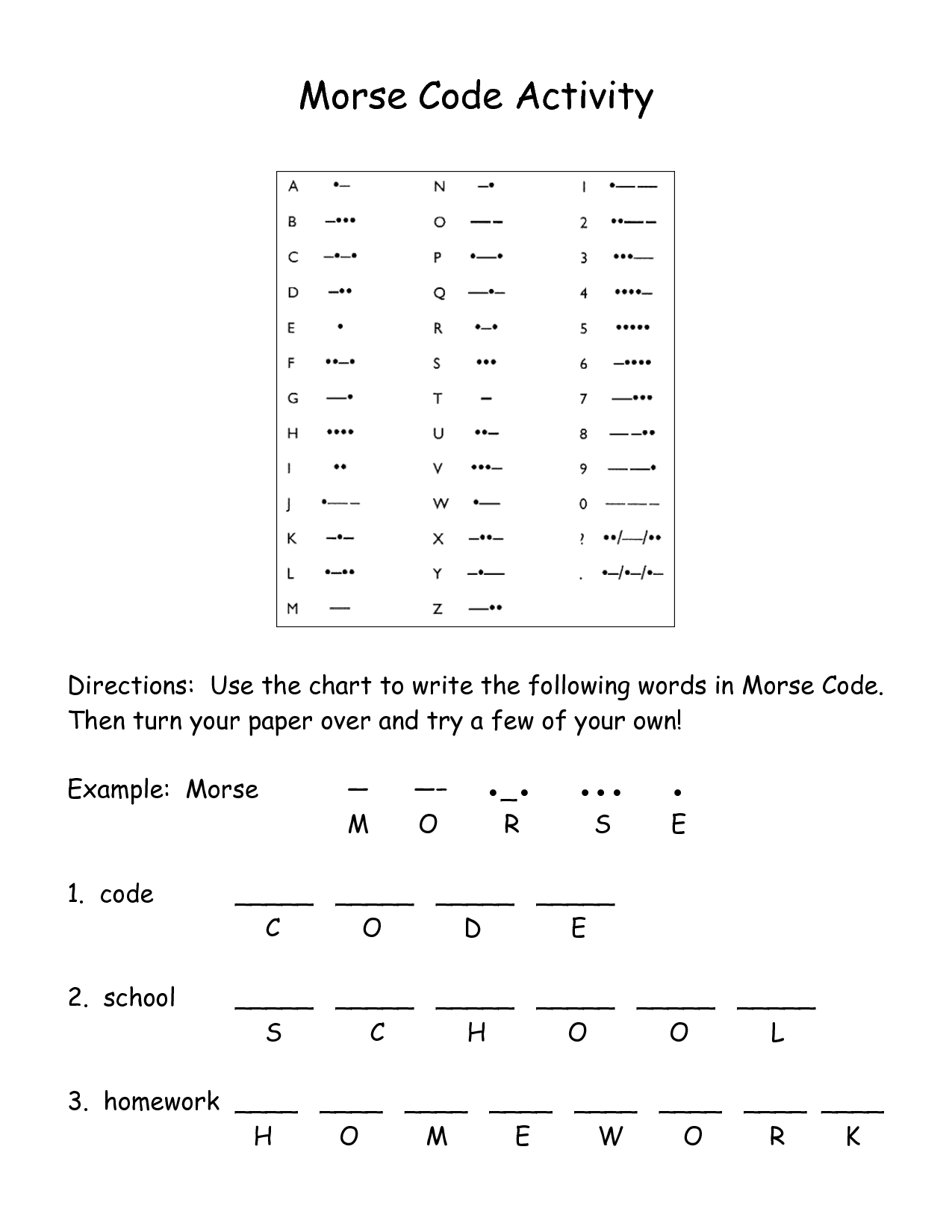 Free Printable Morse Code Worksheets Printable World Holiday