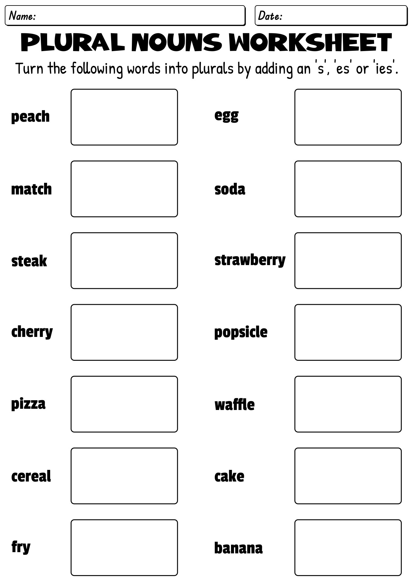 Es Plural Worksheets