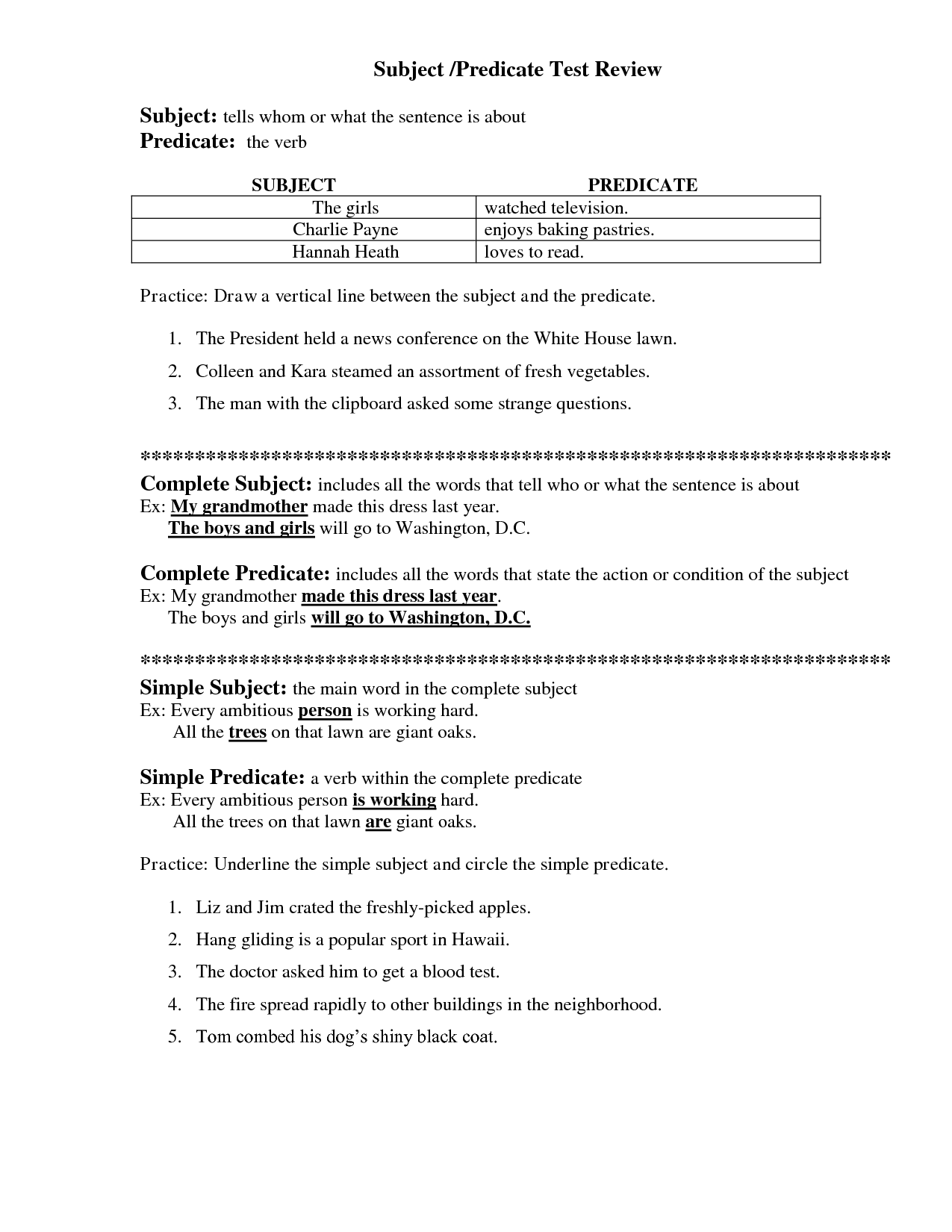 18 Best Images Of Predicate Nominative Practice Worksheet Subject And Predicate Worksheets 3rd
