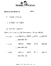 Printable Adding Money Worksheets