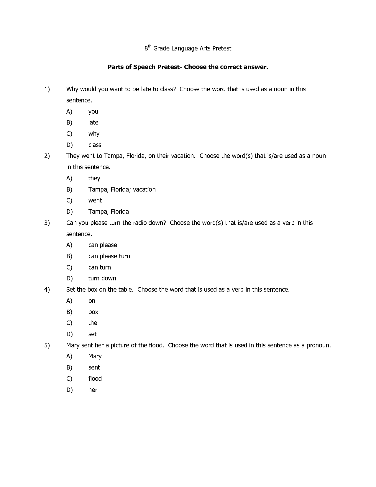 Printable Language Arts Worksheets