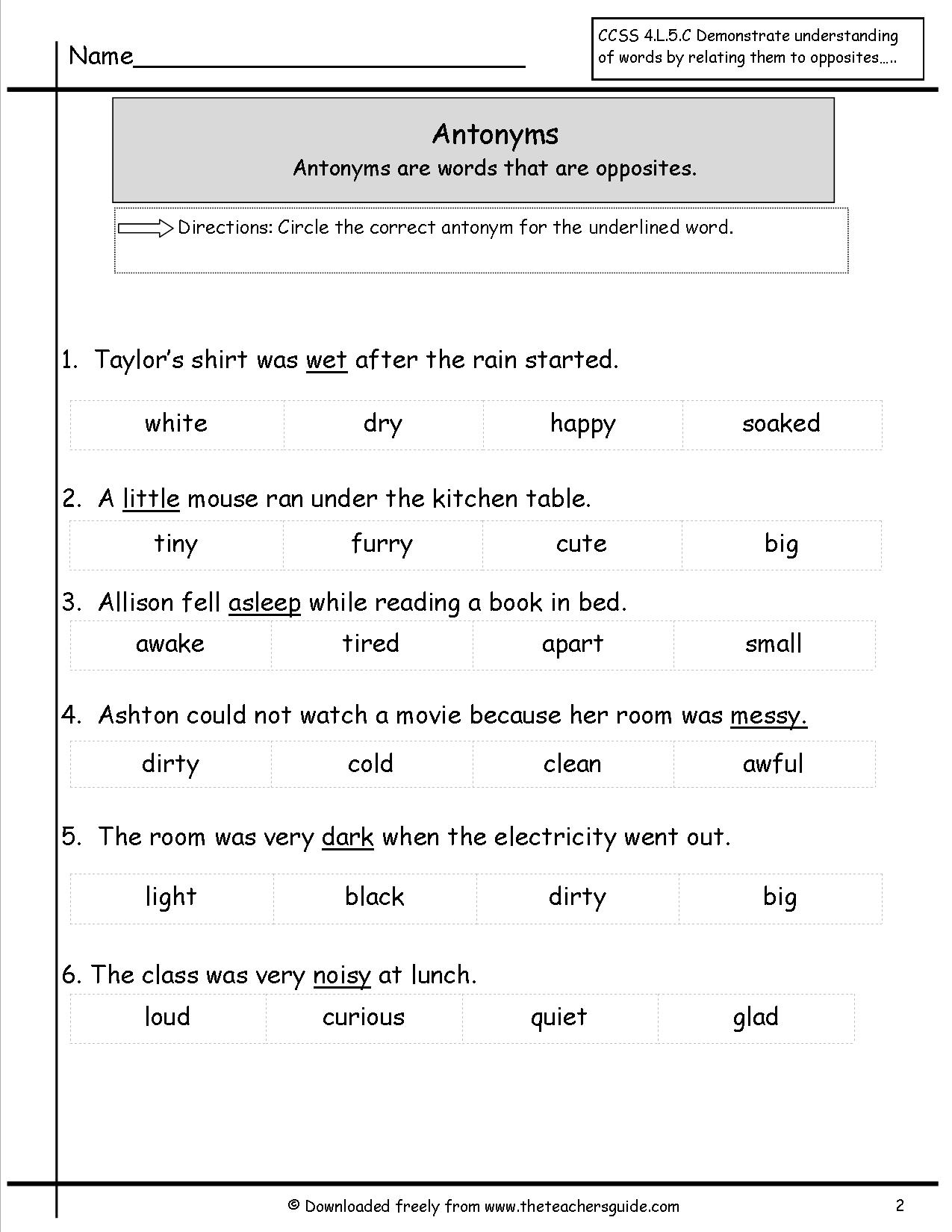 9 Best Images of Synonyms Worksheets For Third Grade - Synonym
