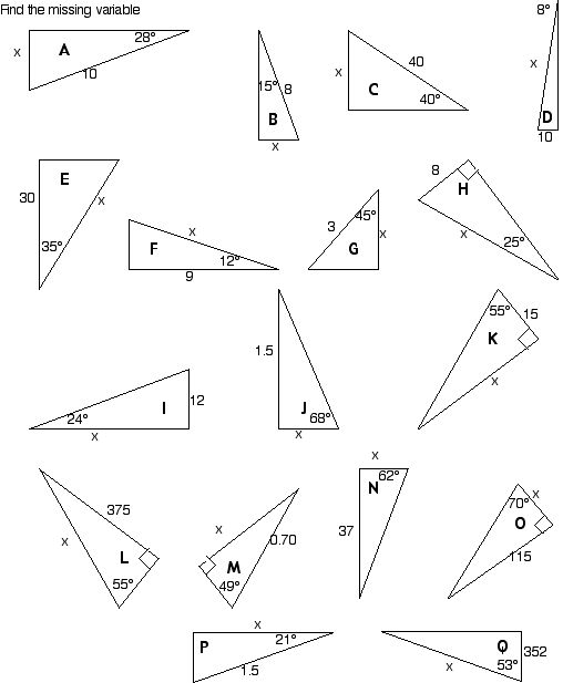 Trig Word Problems Worksheet Answers