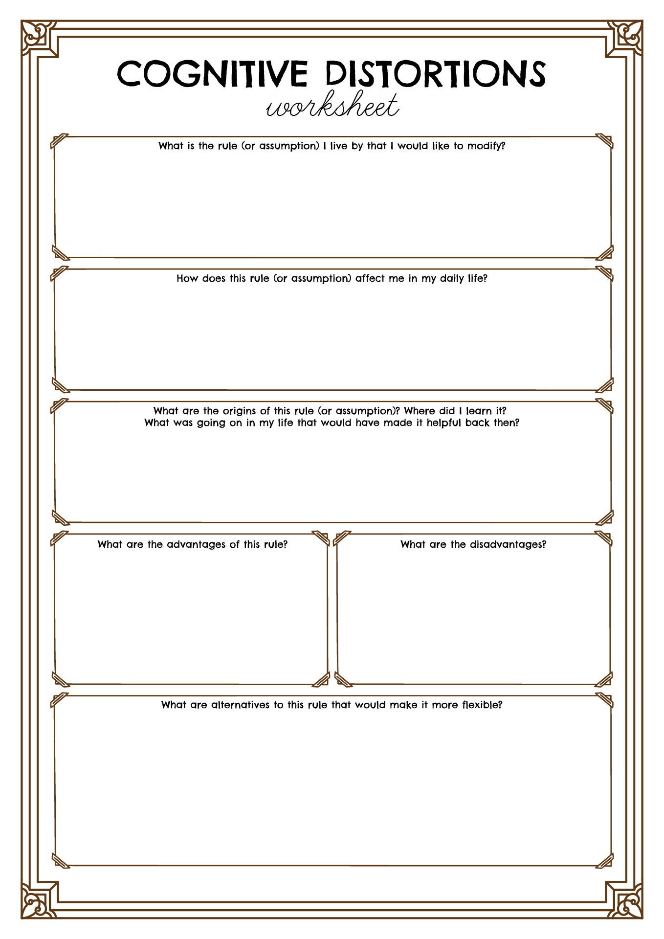 Cognitive Distortions Cbt Worksheet