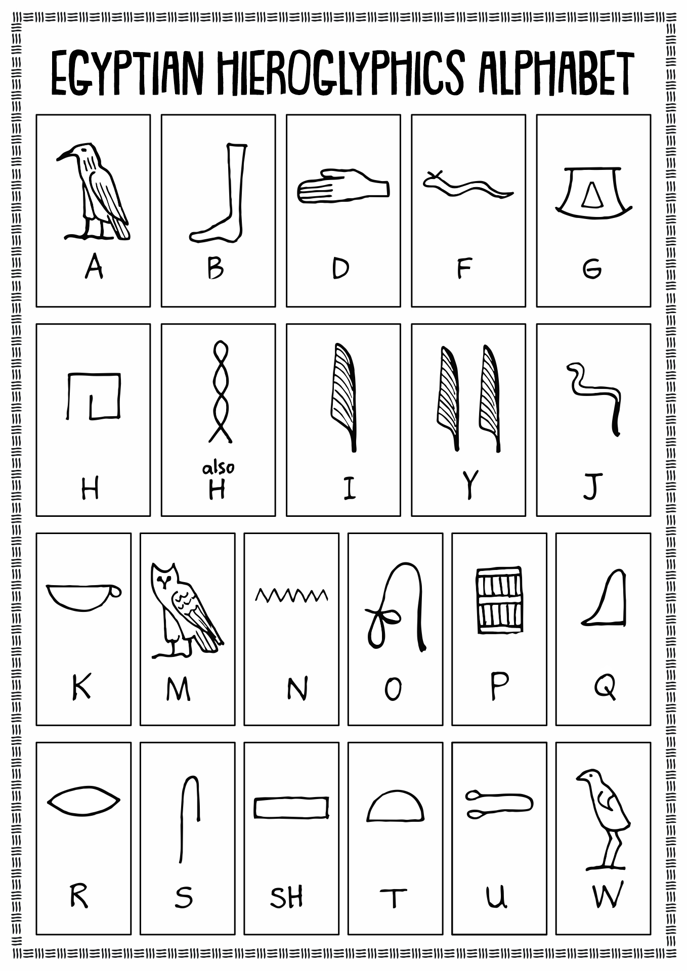 Hieroglyphic Alphabet Printable Printable World Holiday