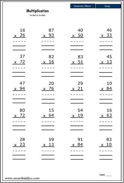 Multiplication And Long Division Review Worksheets