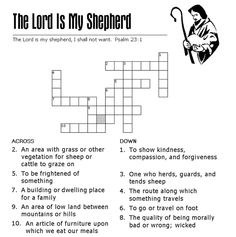 Psalm 23 Crossword Puzzle for Kids