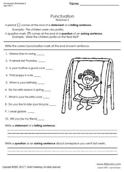 Punctuation Worksheets Grade 3