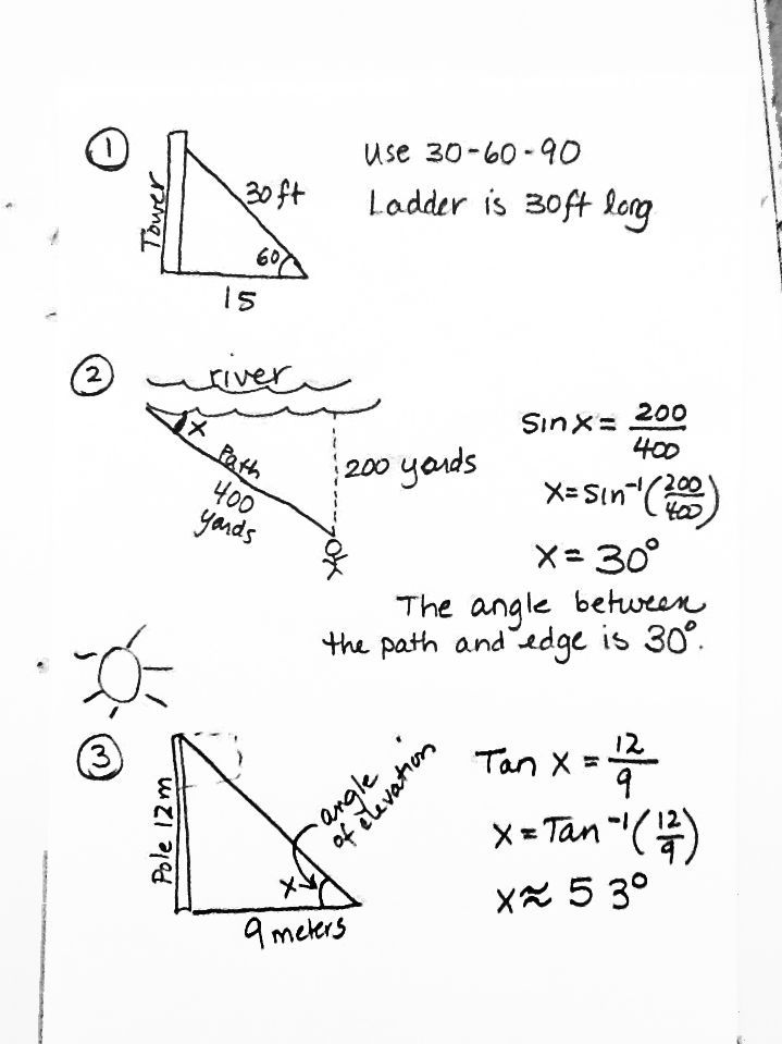 Trigonometry Word Problems Worksheet